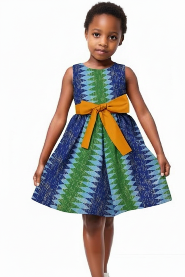 Girls Ankara Bow Dresses