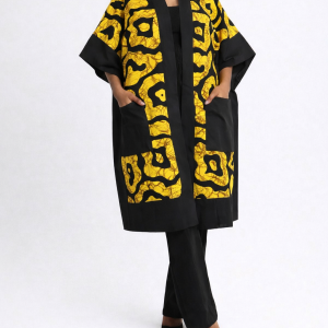 Mui Gold Linen & Ankara Kimono