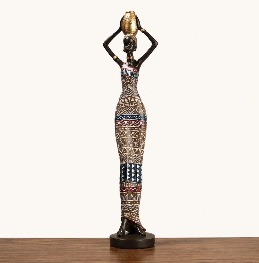 African Woman Resin Sculpture