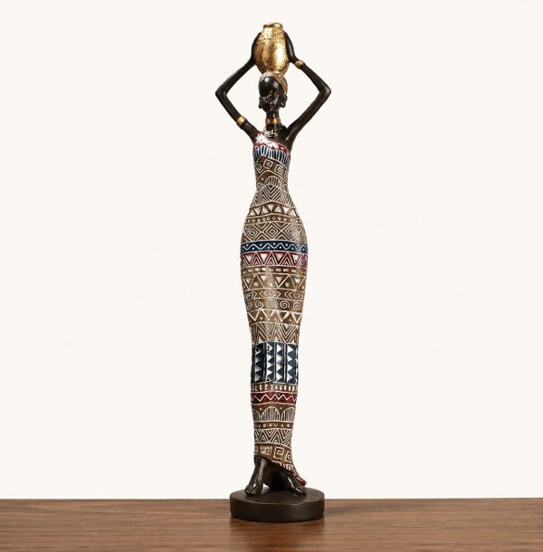 African Woman Resin Sculpture