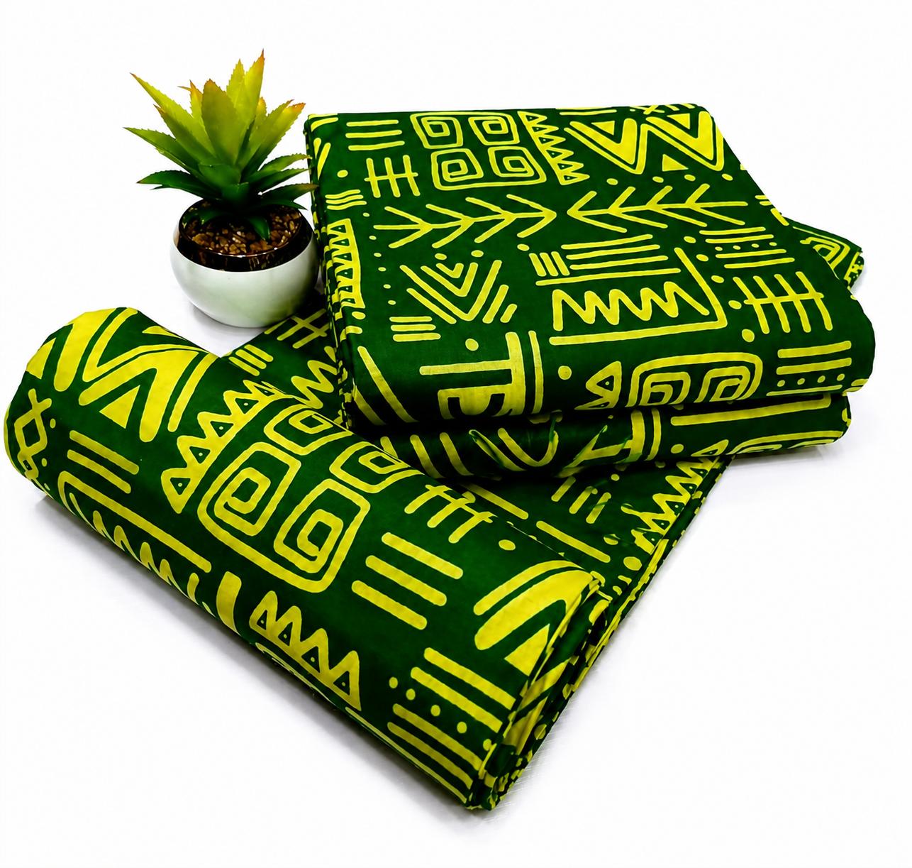 Green & Yellow Premium Ankara Fabric