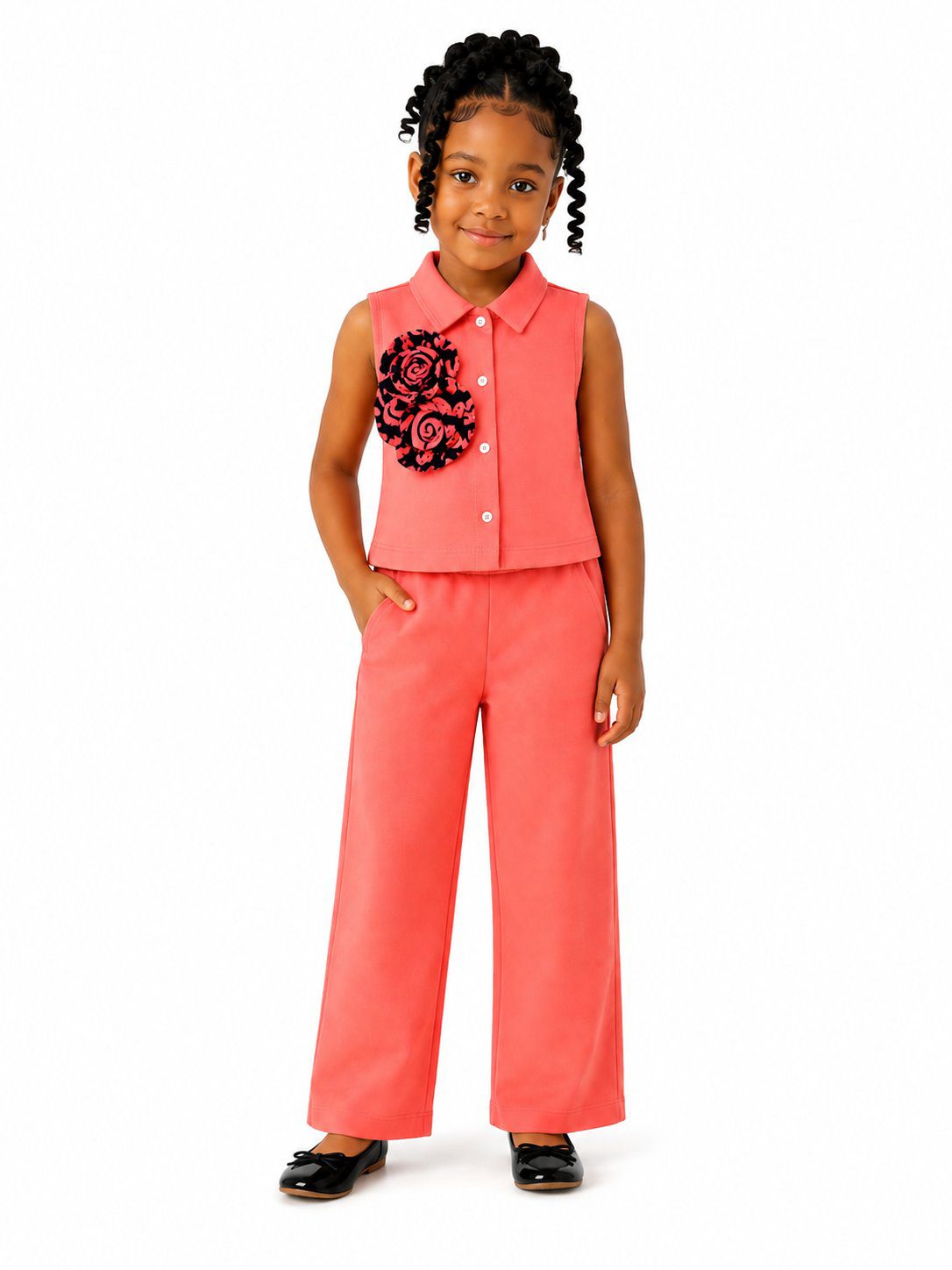 Girls' Floral Appliqué Co-Ord Set - Image 3